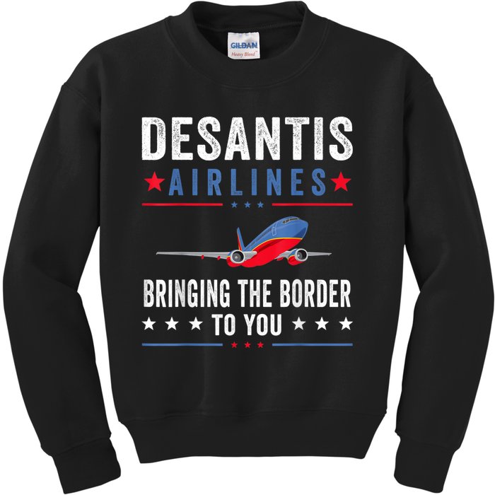 Funny Political Ron DeSantis Vintage DeSantis Airlines Kids Sweatshirt