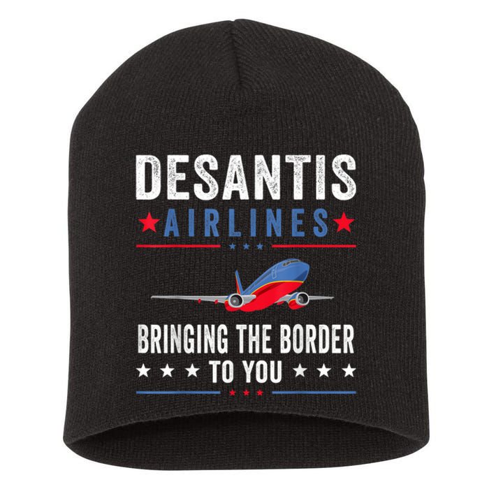 Funny Political Ron DeSantis Vintage DeSantis Airlines Short Acrylic Beanie