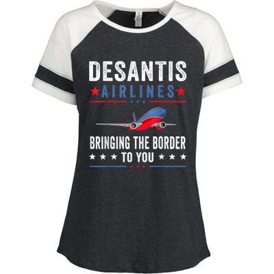 Funny Political Ron DeSantis Vintage DeSantis Airlines Enza Ladies Jersey Colorblock Tee