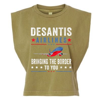 Funny Political Ron DeSantis Vintage DeSantis Airlines Garment-Dyed Women's Muscle Tee