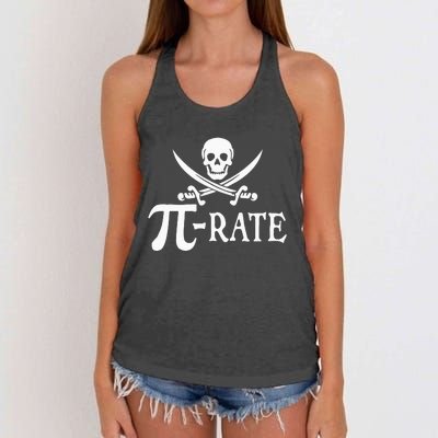 Funny Pi Rate Pirate Pi Day Vintage Math Teacher Retro Women's Knotted Racerback Tank