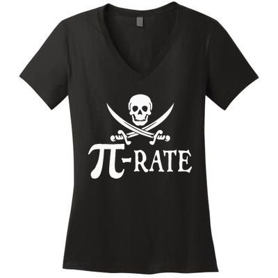 Funny Pi Rate Pirate Pi Day Vintage Math Teacher Retro Women's V-Neck T-Shirt