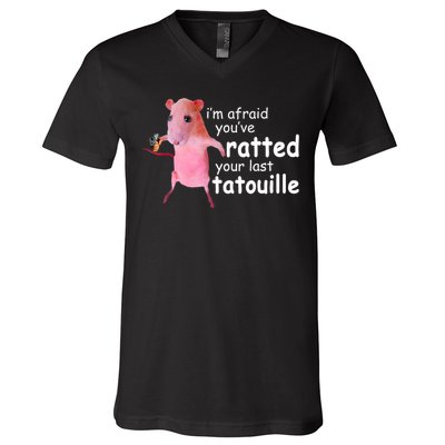 Funny Pink Rat, I'm Afraid You've Ratted Your Last Tatouille V-Neck T-Shirt