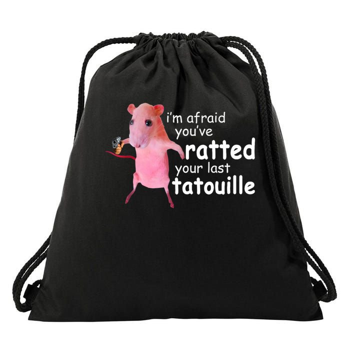 Funny Pink Rat, I'm Afraid You've Ratted Your Last Tatouille Drawstring Bag