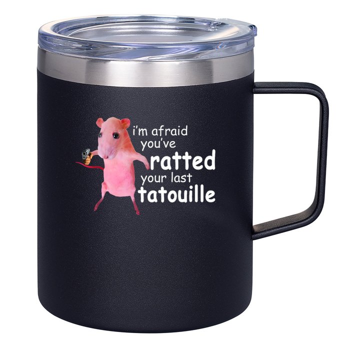 Funny Pink Rat, I'm Afraid You've Ratted Your Last Tatouille 12oz Stainless Steel Coffee Mug