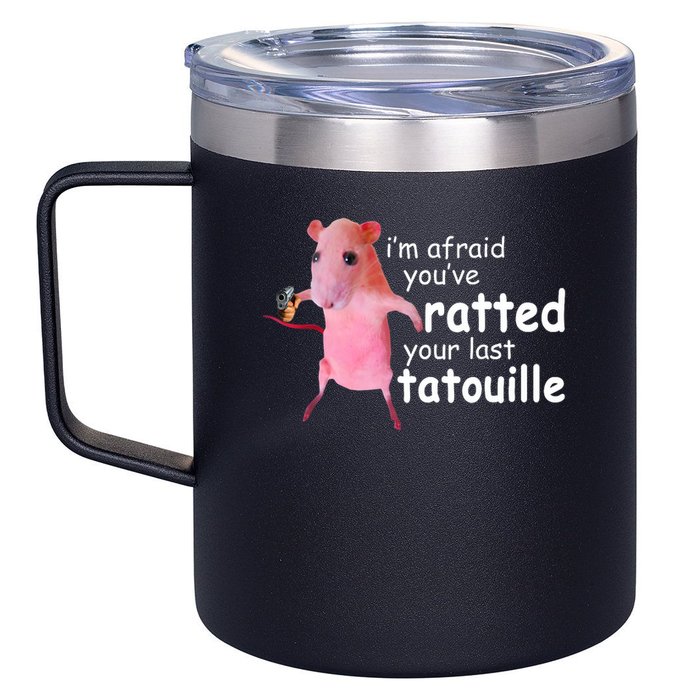 Funny Pink Rat, I'm Afraid You've Ratted Your Last Tatouille 12oz Stainless Steel Coffee Mug