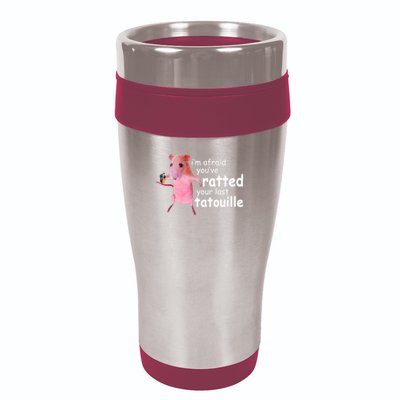 Funny Pink Rat, I'm Afraid You've Ratted Your Last Tatouille 16oz Travel Tumbler