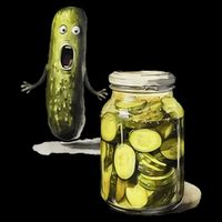 Funny Pickle Surprise A Cucumber And A Jar Of Sliced Pickles 7-Panel Snapback Hat