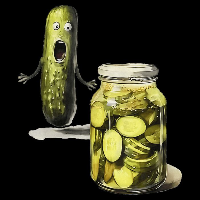 Funny Pickle Surprise A Cucumber And A Jar Of Sliced Pickles 7-Panel Snapback Hat