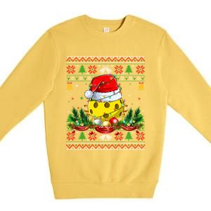 Funny Pickleball Santa Claus Hat Ugly Christmas Xmas Cool Gift Premium Crewneck Sweatshirt