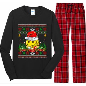 Funny Pickleball Santa Claus Hat Ugly Christmas Xmas Cool Gift Long Sleeve Pajama Set