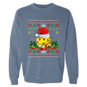 Funny Pickleball Santa Claus Hat Ugly Christmas Xmas Cool Gift Garment-Dyed Sweatshirt