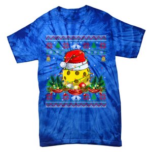 Funny Pickleball Santa Claus Hat Ugly Christmas Xmas Cool Gift Tie-Dye T-Shirt