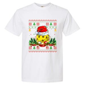 Funny Pickleball Santa Claus Hat Ugly Christmas Xmas Cool Gift Garment-Dyed Heavyweight T-Shirt