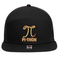Funny Python Snake Math Pi Symbol Pi Day Meaningful Gift 7 Panel Mesh Trucker Snapback Hat