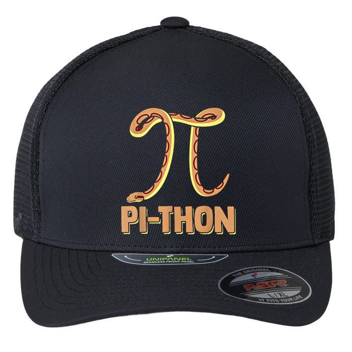 Funny Python Snake Math Pi Symbol Pi Day Meaningful Gift Flexfit Unipanel Trucker Cap