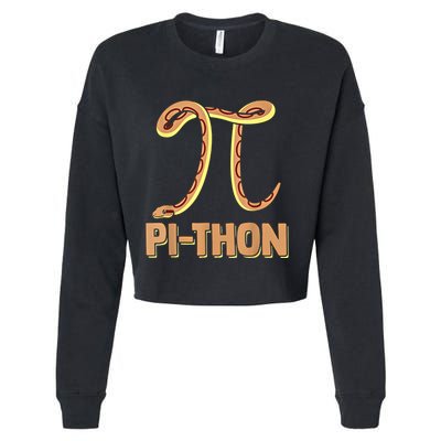 Funny Python Snake Math Pi Symbol Pi Day Meaningful Gift Cropped Pullover Crew
