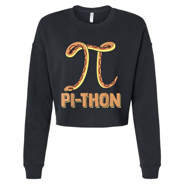 Funny Python Snake Math Pi Symbol Pi Day Meaningful Gift Cropped Pullover Crew
