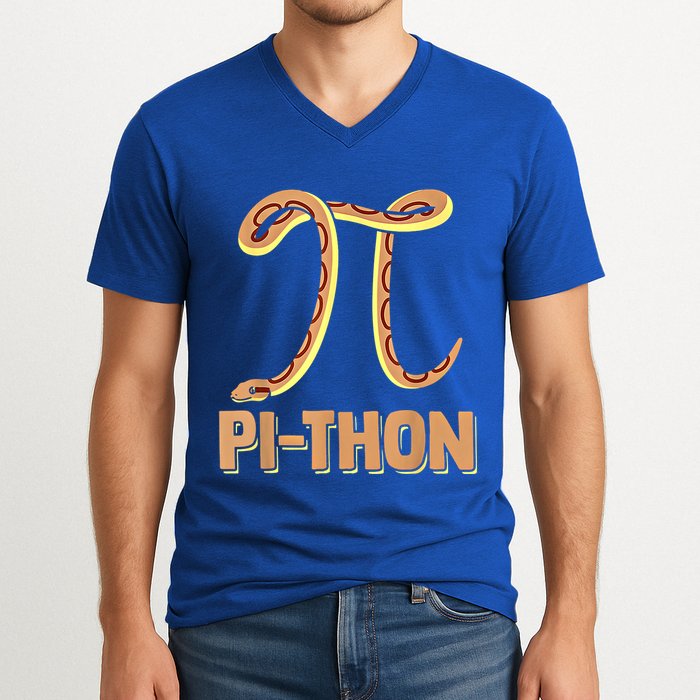 Funny Python Snake Math Pi Symbol Pi Day Meaningful Gift V-Neck T-Shirt