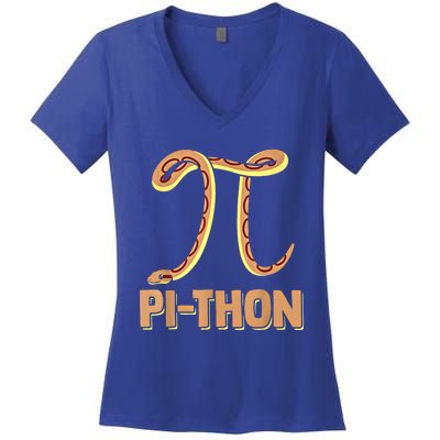 Funny Python Snake Math Pi Symbol Pi Day Meaningful Gift Women's V-Neck T-Shirt