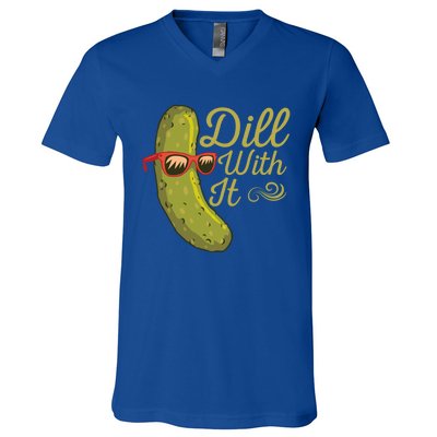 Funny Pickle Sunglasses Cucumber Lovers Dill With It Pickle Gift V-Neck T-Shirt