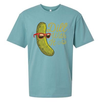 Funny Pickle Sunglasses Cucumber Lovers Dill With It Pickle Gift Sueded Cloud Jersey T-Shirt