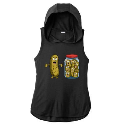 Funny Pickle Surprise A Cucumber And A Jar Of Sliced Pickles Ladies PosiCharge Tri-Blend Wicking Draft Hoodie Tank