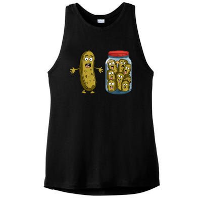 Funny Pickle Surprise A Cucumber And A Jar Of Sliced Pickles Ladies PosiCharge Tri-Blend Wicking Tank