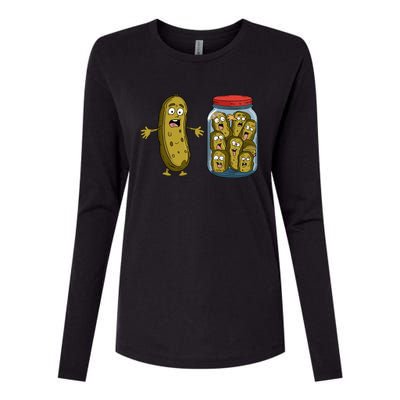 Funny Pickle Surprise A Cucumber And A Jar Of Sliced Pickles Womens Cotton Relaxed Long Sleeve T-Shirt