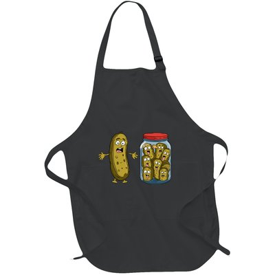 Funny Pickle Surprise A Cucumber And A Jar Of Sliced Pickles Full-Length Apron With Pockets