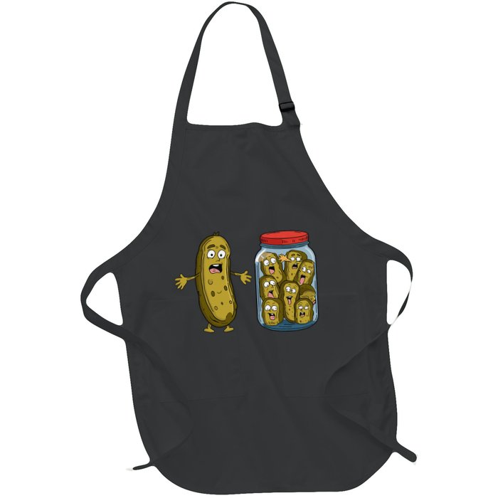 Funny Pickle Surprise A Cucumber And A Jar Of Sliced Pickles Full-Length Apron With Pockets