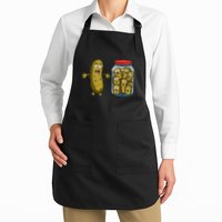 Funny Pickle Surprise A Cucumber And A Jar Of Sliced Pickles Full-Length Apron With Pockets