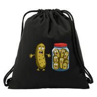 Funny Pickle Surprise A Cucumber And A Jar Of Sliced Pickles Drawstring Bag