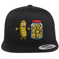 Funny Pickle Surprise A Cucumber And A Jar Of Sliced Pickles Flat Bill Trucker Hat