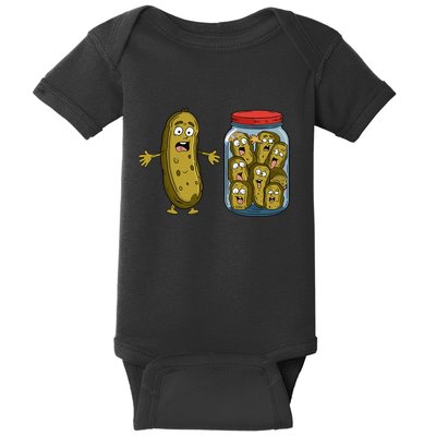 Funny Pickle Surprise A Cucumber And A Jar Of Sliced Pickles Baby Bodysuit