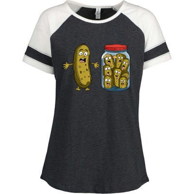 Funny Pickle Surprise A Cucumber And A Jar Of Sliced Pickles Enza Ladies Jersey Colorblock Tee