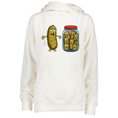 Funny Pickle Surprise A Cucumber And A Jar Of Sliced Pickles Womens Funnel Neck Pullover Hood