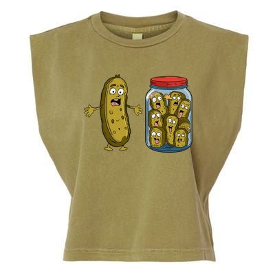 Funny Pickle Surprise A Cucumber And A Jar Of Sliced Pickles Garment-Dyed Women's Muscle Tee