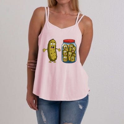 Funny Pickle Surprise A Cucumber And A Jar Of Sliced Pickles Women's Strappy Tank