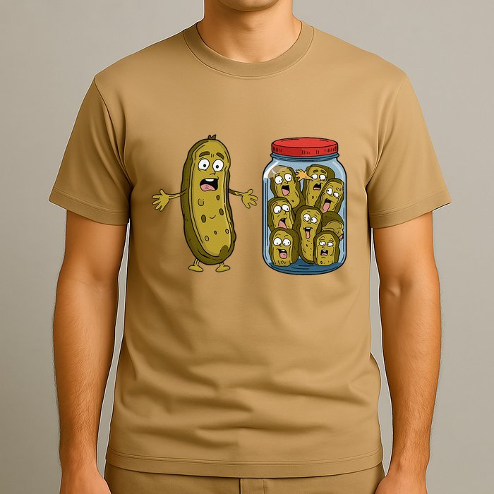 Funny Pickle Surprise A Cucumber And A Jar Of Sliced Pickles T-Shirt