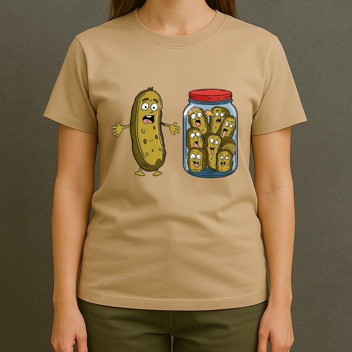 Funny Pickle Surprise A Cucumber And A Jar Of Sliced Pickles T-Shirt