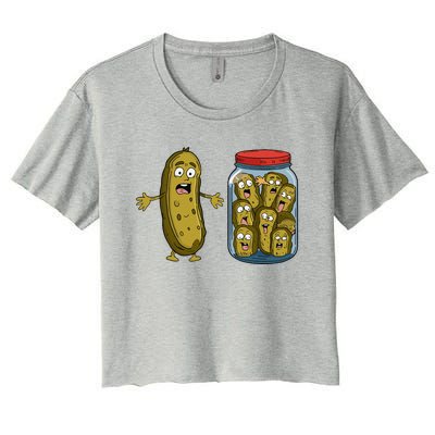 Funny Pickle Surprise A Cucumber And A Jar Of Sliced Pickles Women's Crop Top Tee