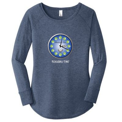 Fun Pickleball Shirt, Pickleball Time, Pickleball Clock Women's Perfect Tri Tunic Long Sleeve Shirt