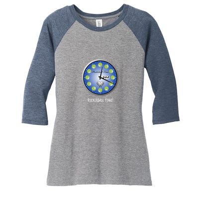 Fun Pickleball Shirt, Pickleball Time, Pickleball Clock Women's Tri-Blend 3/4-Sleeve Raglan Shirt