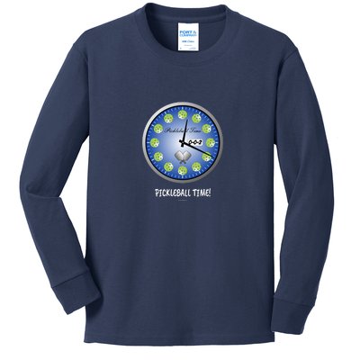 Fun Pickleball Shirt, Pickleball Time, Pickleball Clock Kids Long Sleeve Shirt