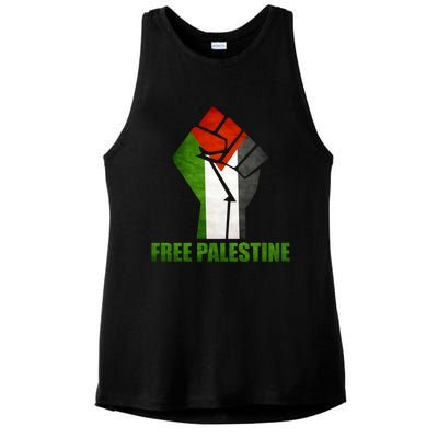 Free Palestine Supports Palestine And Arab Gift Ladies PosiCharge Tri-Blend Wicking Tank