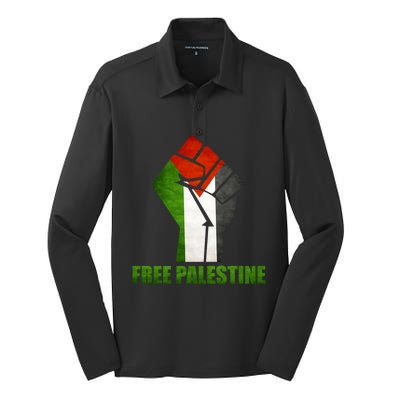 Free Palestine Supports Palestine And Arab Gift Silk Touch Performance Long Sleeve Polo