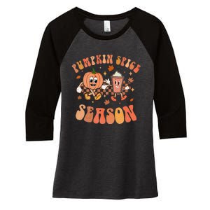 Funky Pumpkin Spice Fall Hippie Vibes Women's Tri-Blend 3/4-Sleeve Raglan Shirt