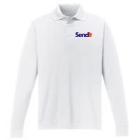 Funny Party Send It Performance Long Sleeve Polo