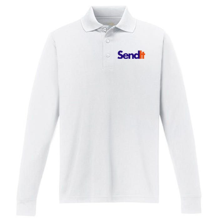 Funny Party Send It Performance Long Sleeve Polo